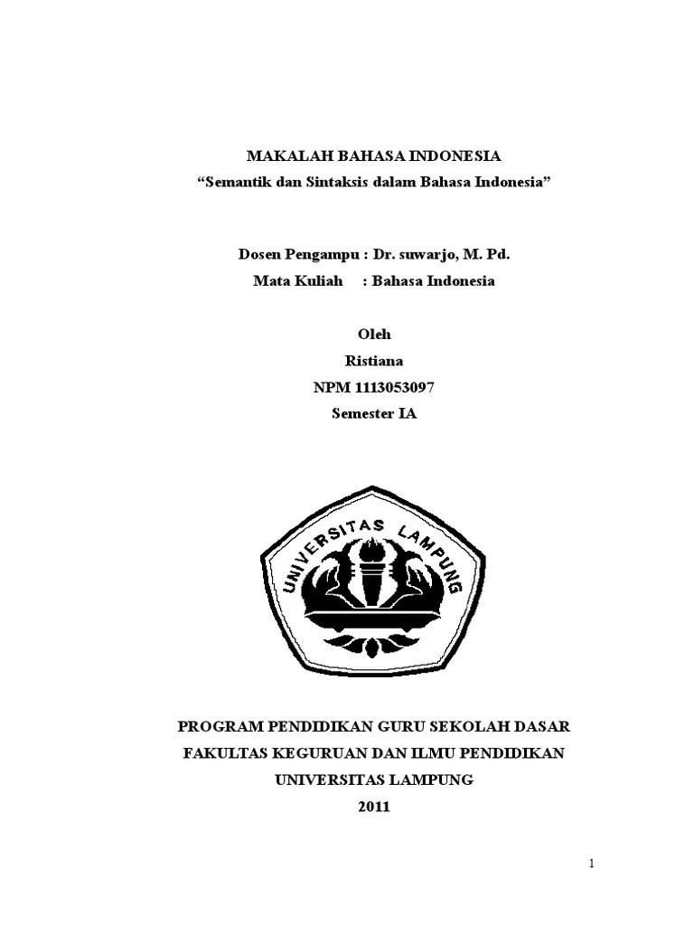 MAKALAH BAHASA INDONESIA SEMANTIK SINTAKSIS.doc
