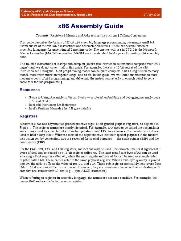 Guide To x86 Assembly PDF Subroutine Assembly Language