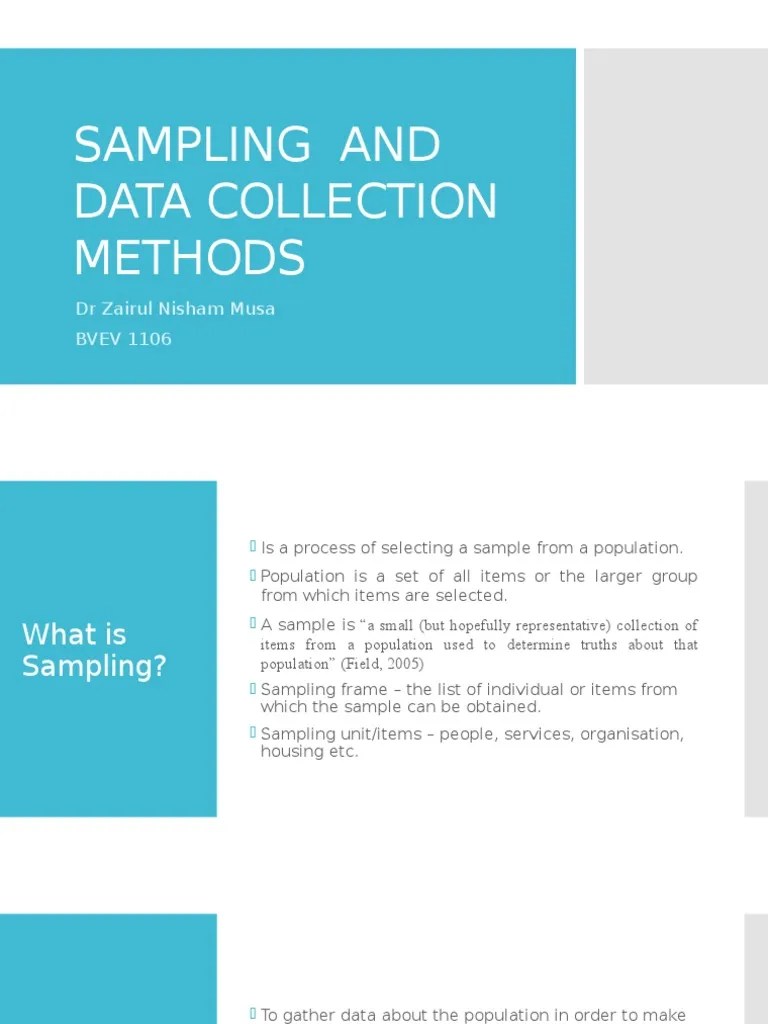 Sampling and Data Collection Methods PDF Sampling (Statistics
