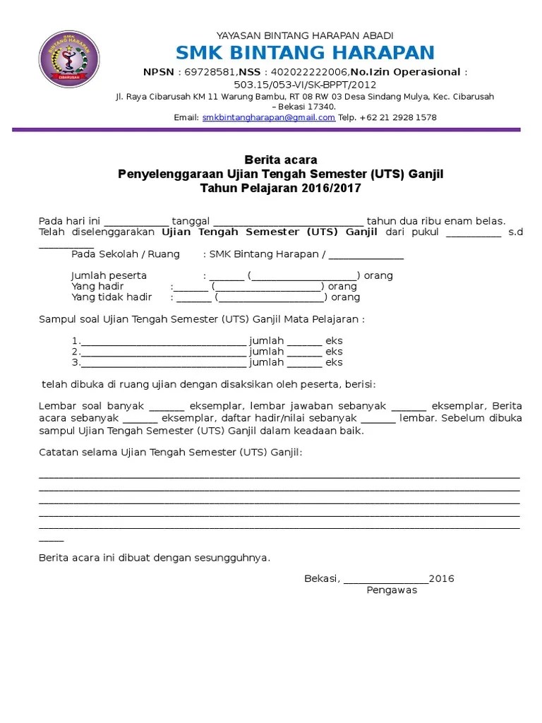 Berita Acara UTS | PDF