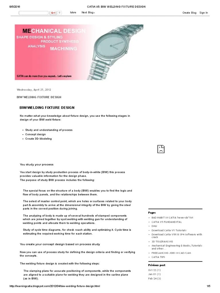 Catia v5_ Biw Welding Fixture Design Welding Product Lifecycle