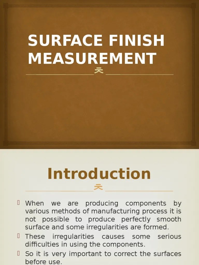Surface Finish Measurement PDF Surface Roughness Wear