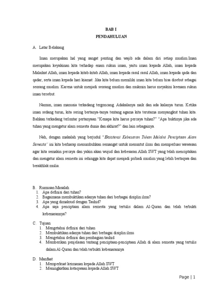 Makalah PAI (Bukti Eksistensi Kebesaran Allah Mealui Penciptaan Alam  Semesta) | PDF