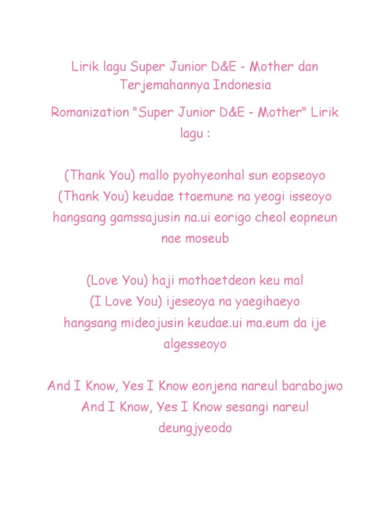 Lirik Lagu Dan Terjemahan No Other Super Junior