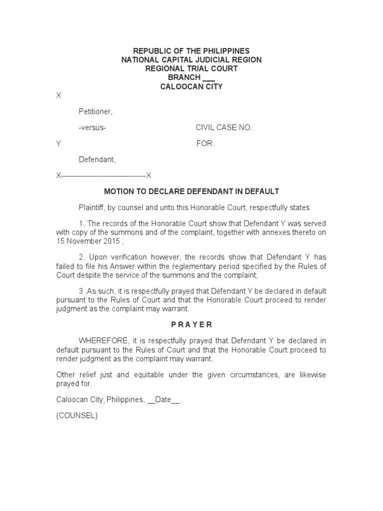 Motion For Default PDF