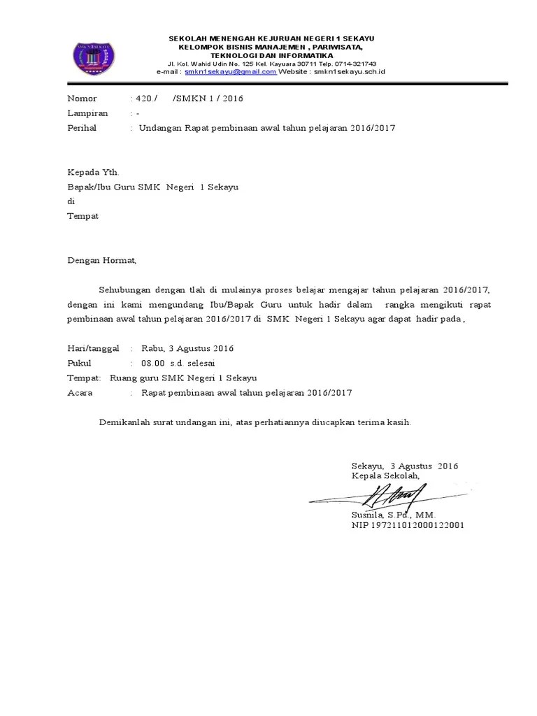 Contoh Undangan Rapat Guru – Python