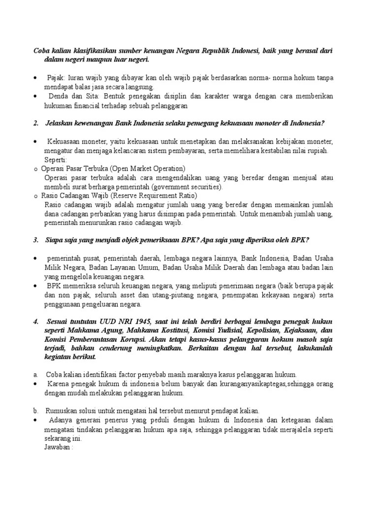 Coba Kalian Klasifikasikan Sumber Keuangan Negara Republik Indonesi | PDF