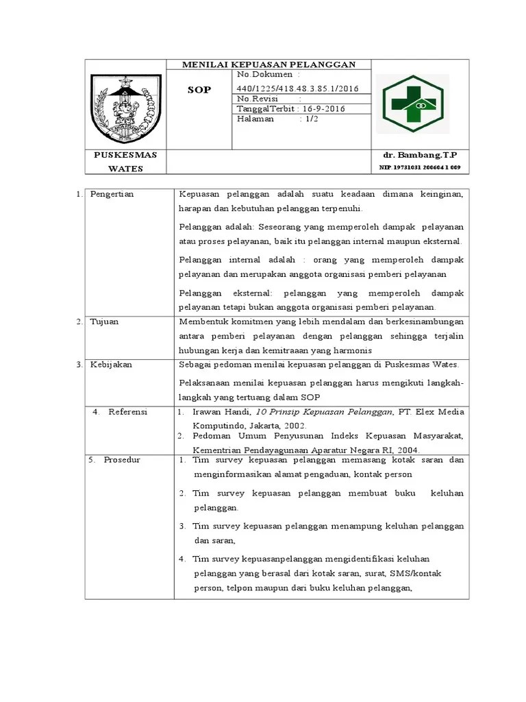 7.1.1.5. SOP Menilai Kepuasan Pelanggan | PDF