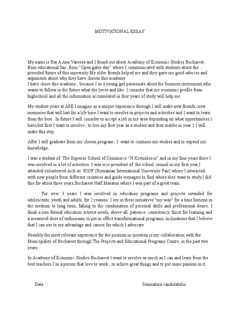 Motivation to do my essay