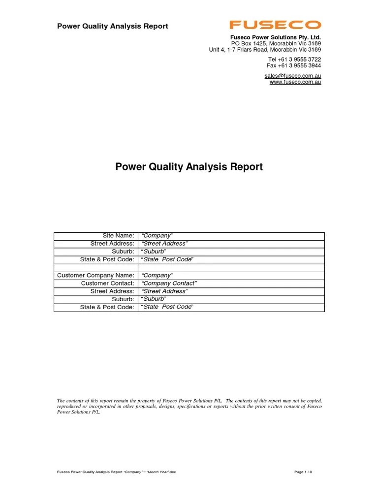 Power Quality Analysis Report Ac Power Electric Power