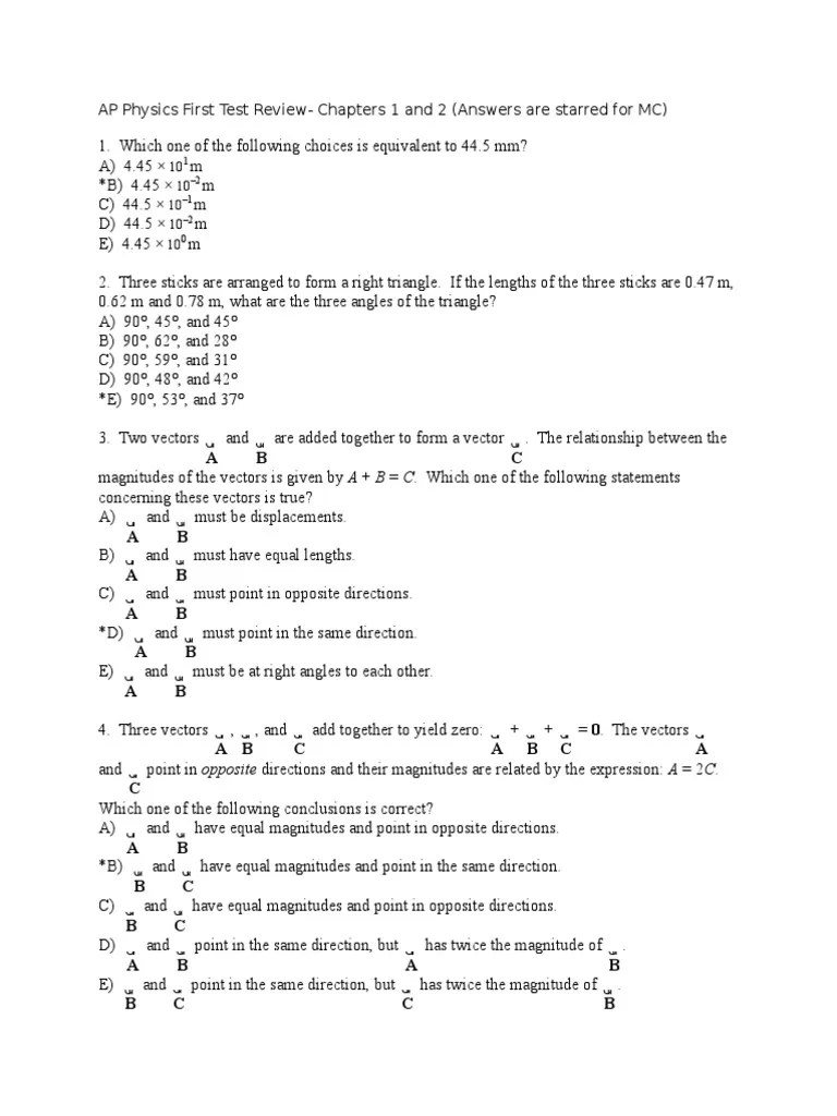 AP Physics First Test Review 2014 Key (1) Acceleration