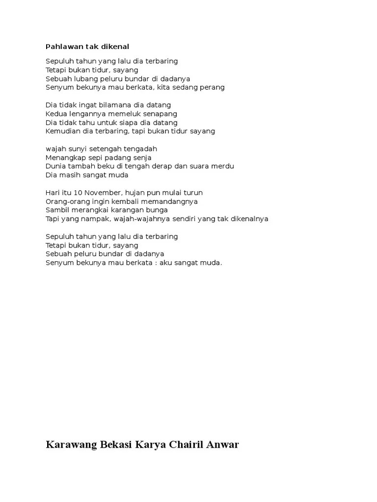 Puisi Kerawang Bekasi Karya Chairil Anwar – Goreng