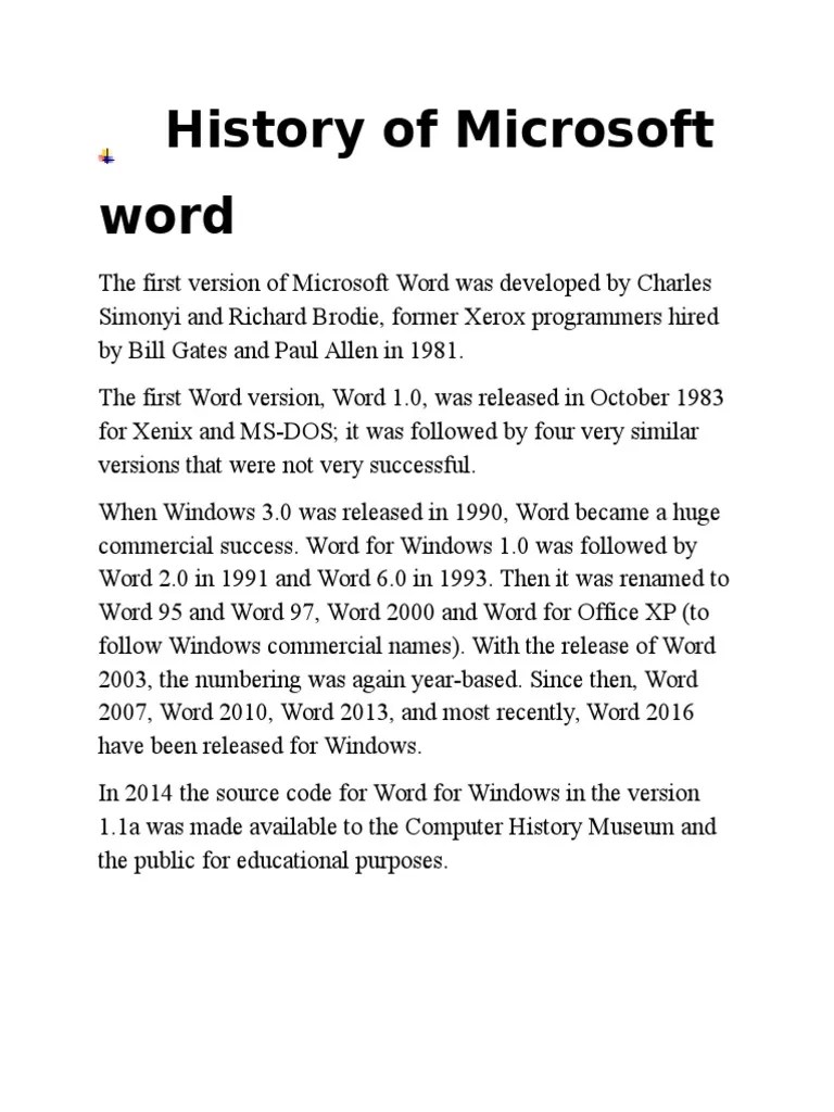 History of Microsoft Word by Harmeet Microsoft Word Microsoft