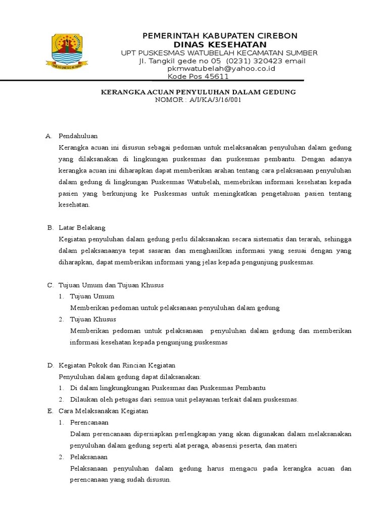 Kerangka Acuan Penyuluhan Dalam Gedung | PDF