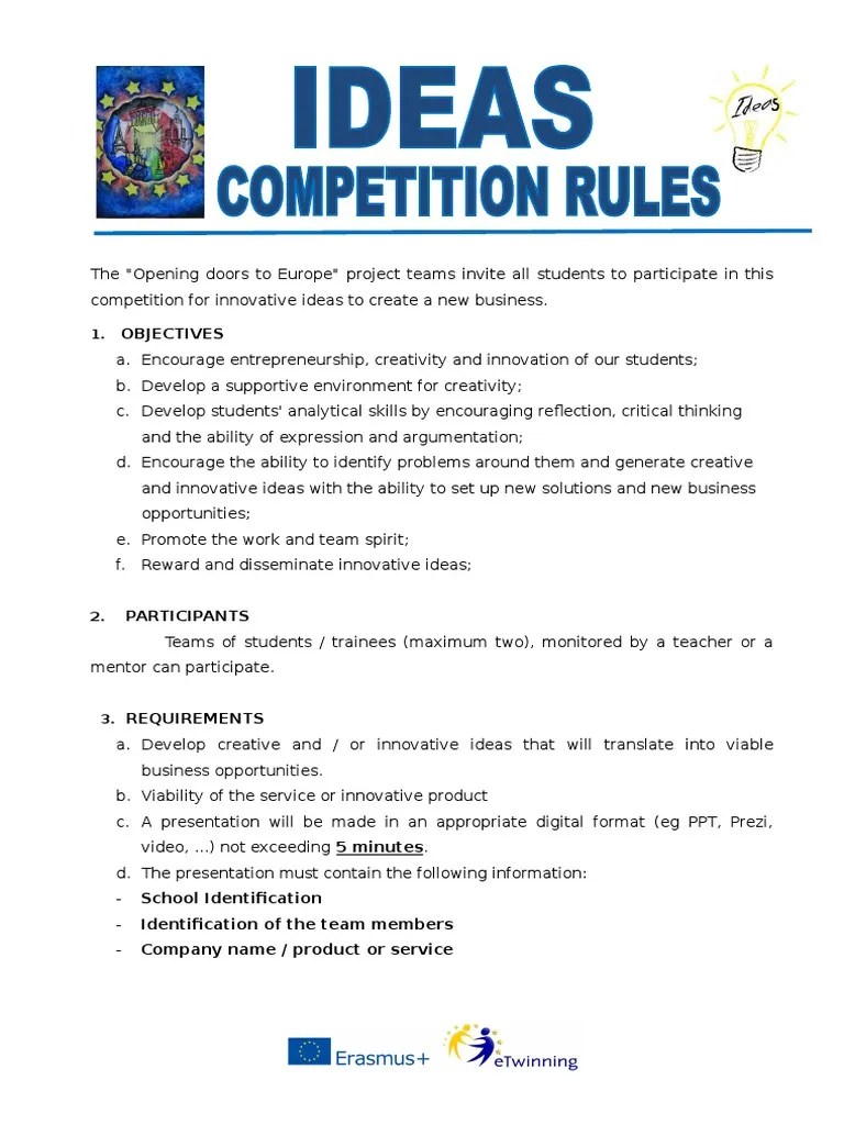 Competition Rules PDF Creativity Critical Thinking