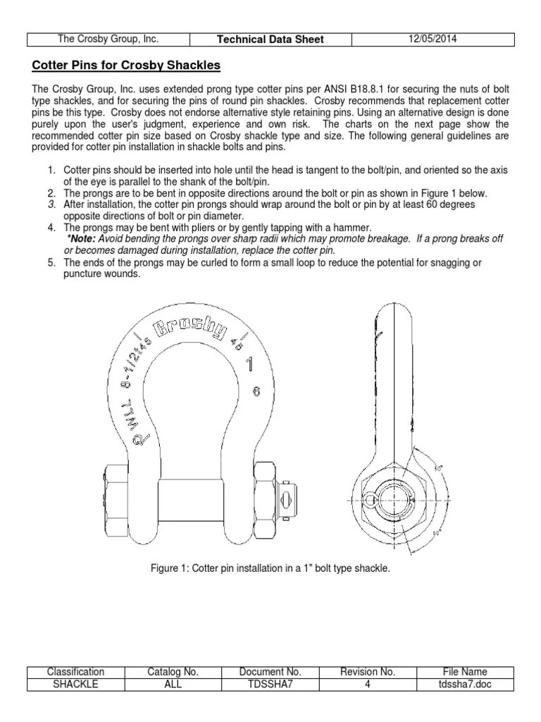 Crosby Shackle Cotter Pin Guide PDF Joining
