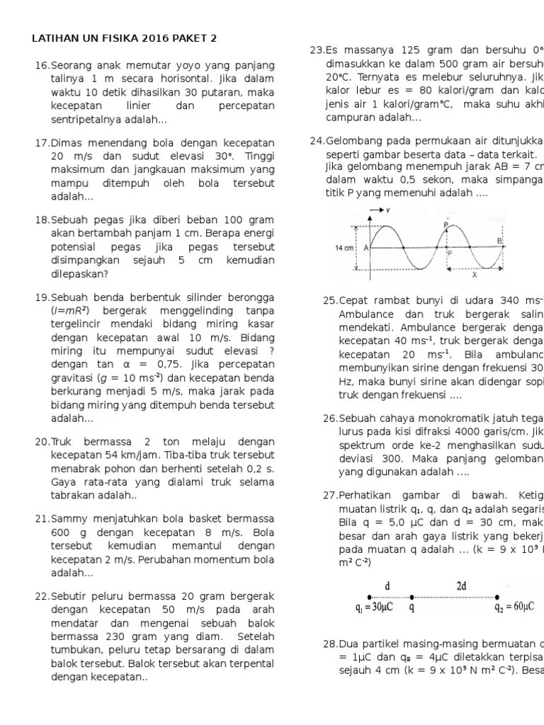 Latihan Un Fisika 2016 Paket 2 | PDF