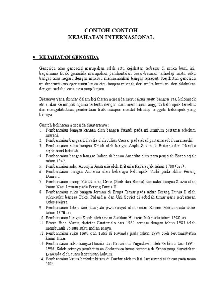 Contoh Kejahatan Internasional (Pidana Internasional) | PDF