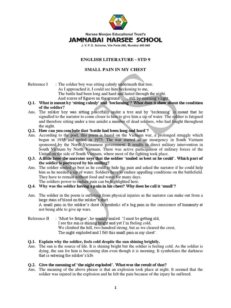 A Small Pain in My Chest PDF Poetry Thorax