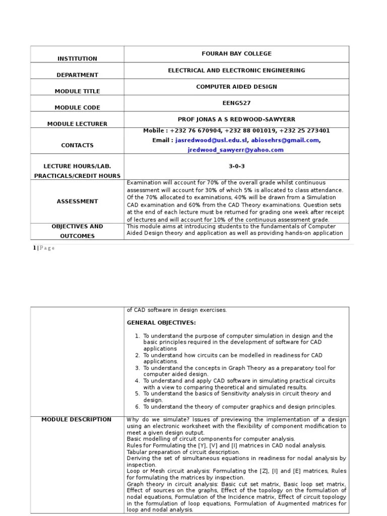 Computer Aided Design EENG527 Lecture Notes 01.docx Electrical