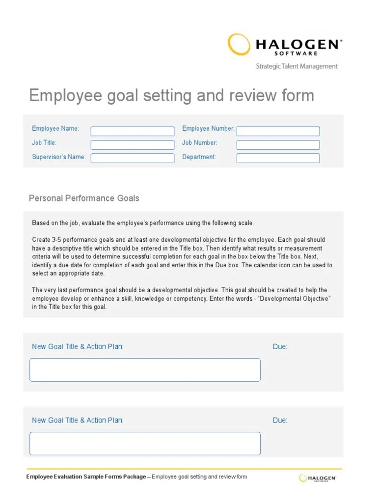 Employee Goal Setting and Review Form