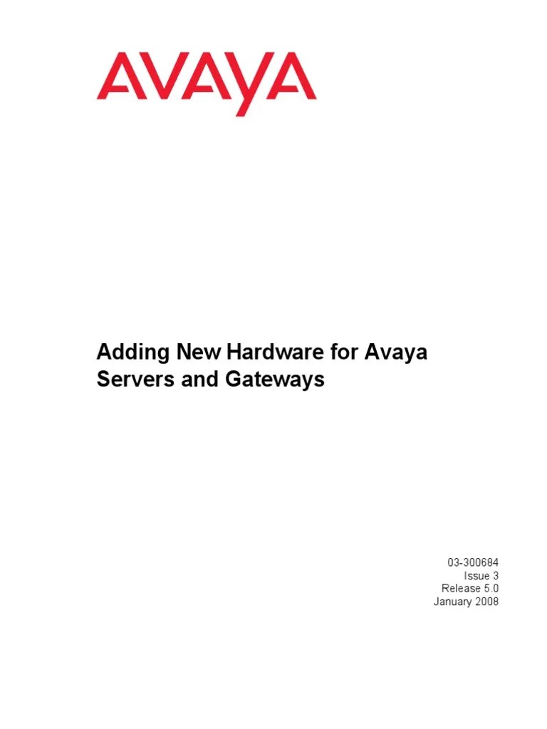 Adding New Hardware For Avaya Media Servers and Gateways PDF PDF