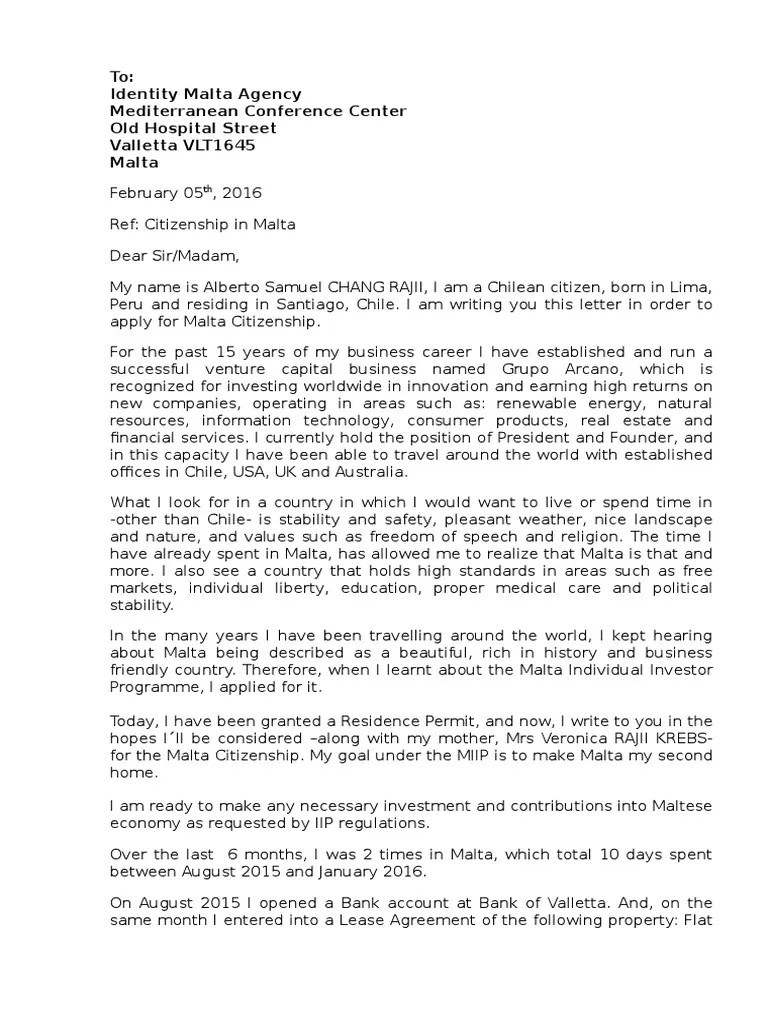 Malta Cover Letter 05 Feb 2016 Malta Chile