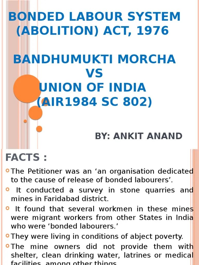 Bonded Labour System (Abolition) Act, Ppt Public Sphere Public Law