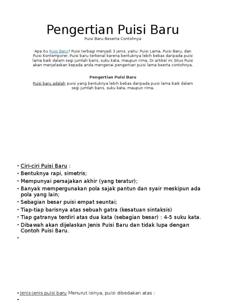 Pengertian Puisi Lama Dan Baru Beserta Contohnya