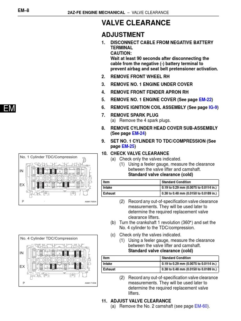 2AZ-FE Engine Oil Consumption Repair Procedure