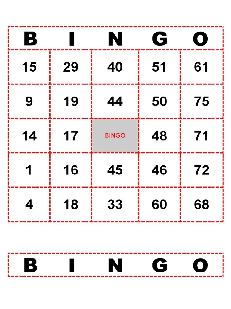 Bingo de Numeros Ele Español