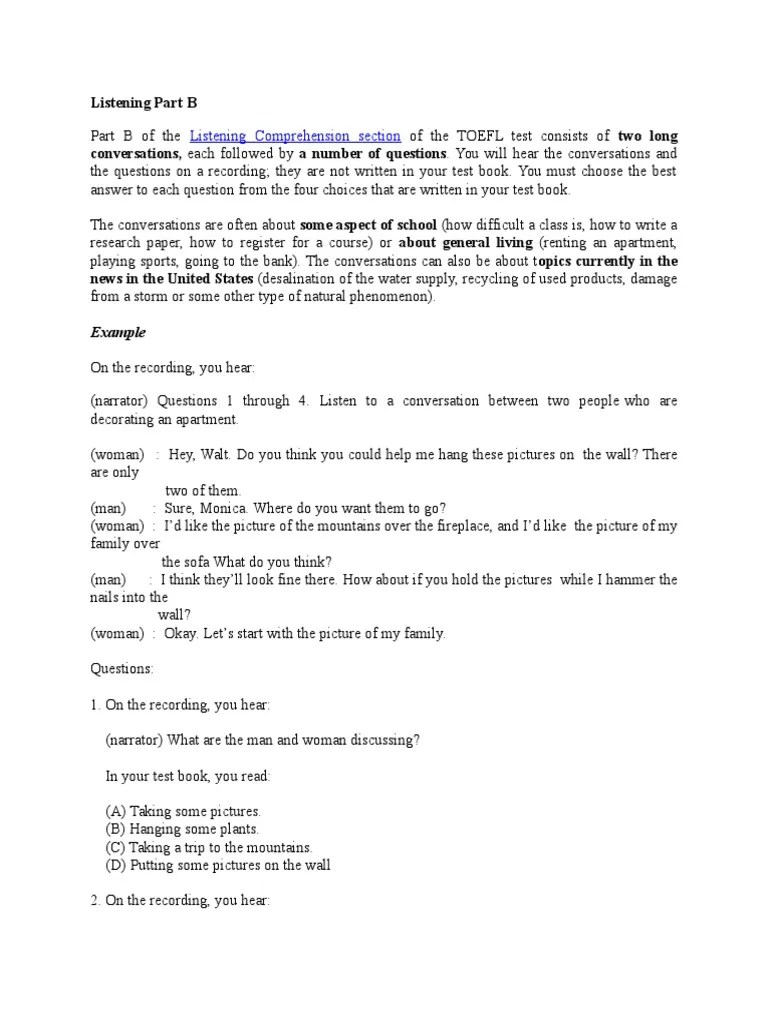 Listening Part B | PDF | Conversation | Question