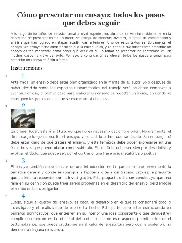 Cómo Presentar Un Ensayo Ensayos Conocimiento