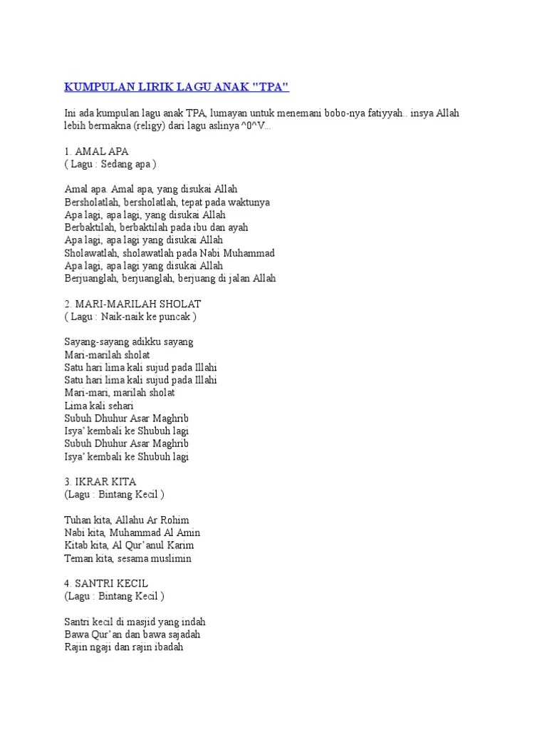 Kumpulan Lirik Lagu Anak | PDF