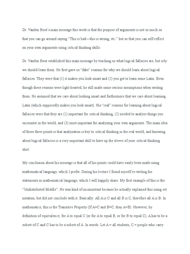 Logical Fallacies and Mathematics Argument Fallacy