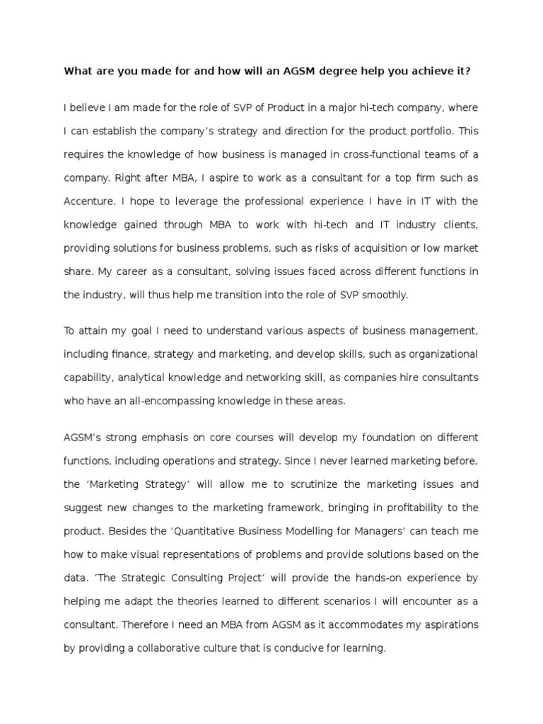 Sample Masters Application Essay PDF Consultant Strategic