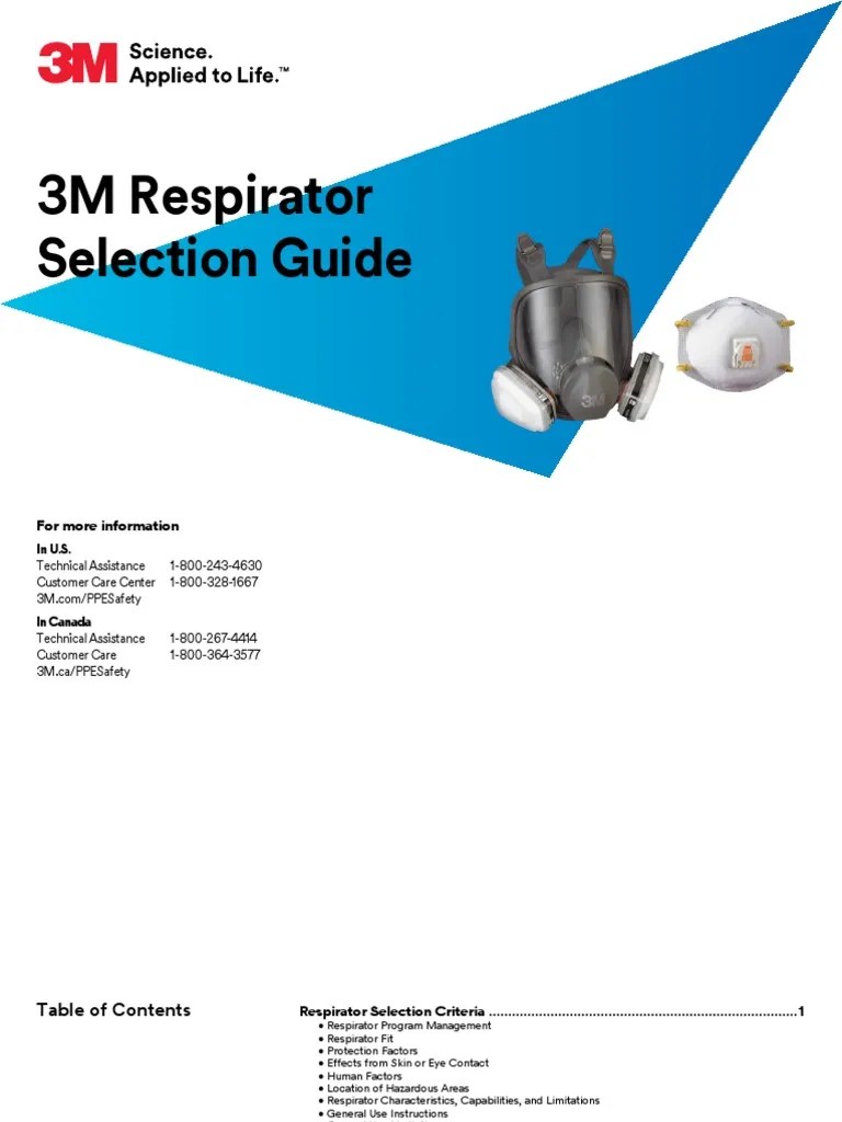 3m Respirator Selection Guide PDF