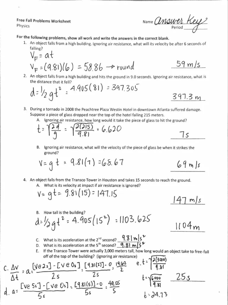 Velocity And Acceleration Calculation Worksheet Answer Key Ivuyteq