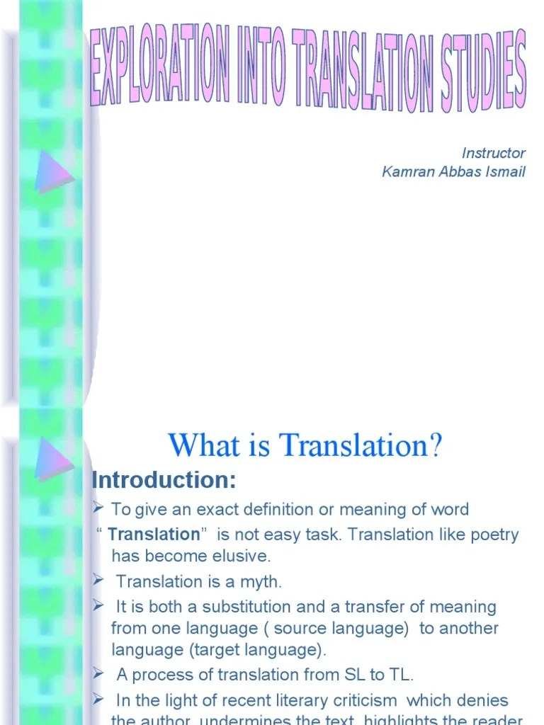 Translation Studies Slides Translations Theory
