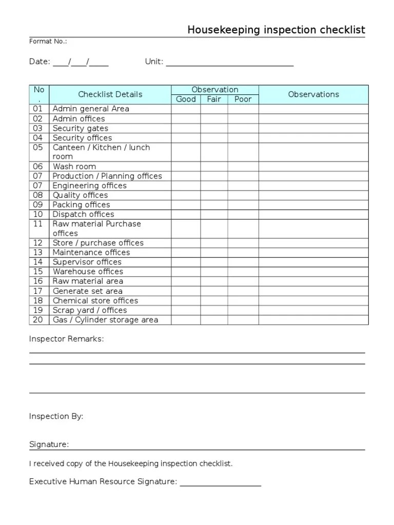 Grocery checklist template warehouse inspection rubydesign co. Regulae: Housekeeping Warehouse Inspection Checklist