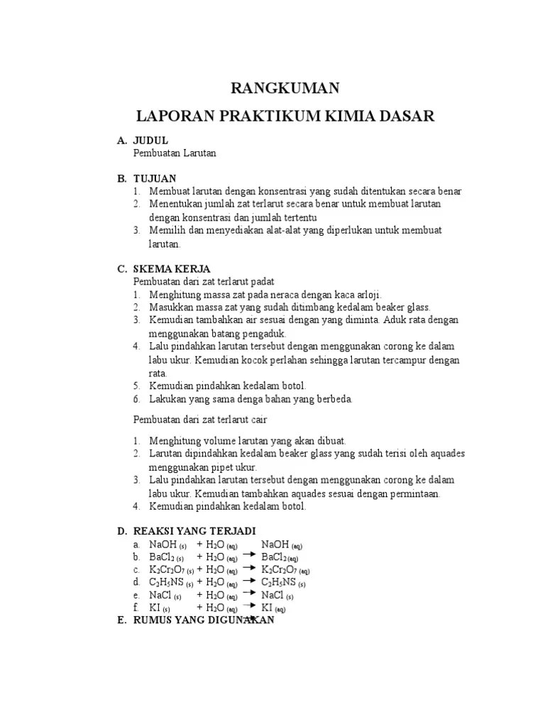 Rangkuman Pembuatan Larutan | PDF