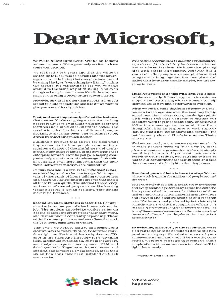 NYT Slack ad