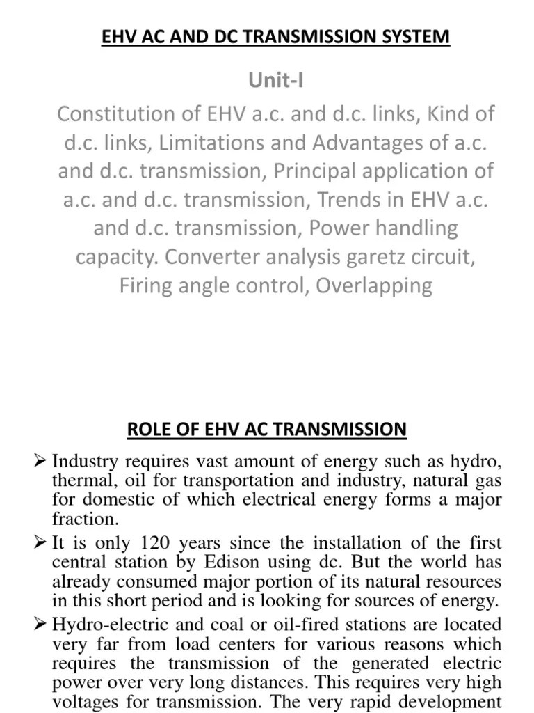 EHVAC & DC Unit - 1 | PDF | High Voltage Direct Current | Alternating