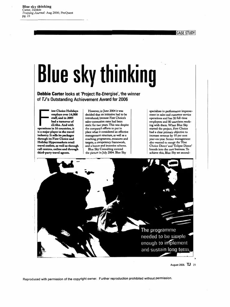 Blue Sky Thinking PDF PDF
