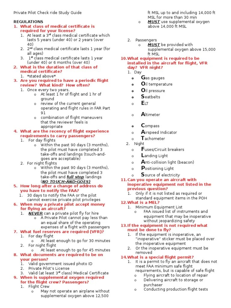Private Pilot Checkride Study Guide | PDF | Visual Flight Rules