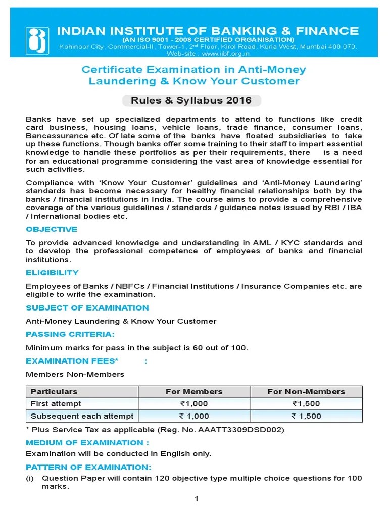 AML KYC NOTICE.pdf Test (Assessment) Money Laundering