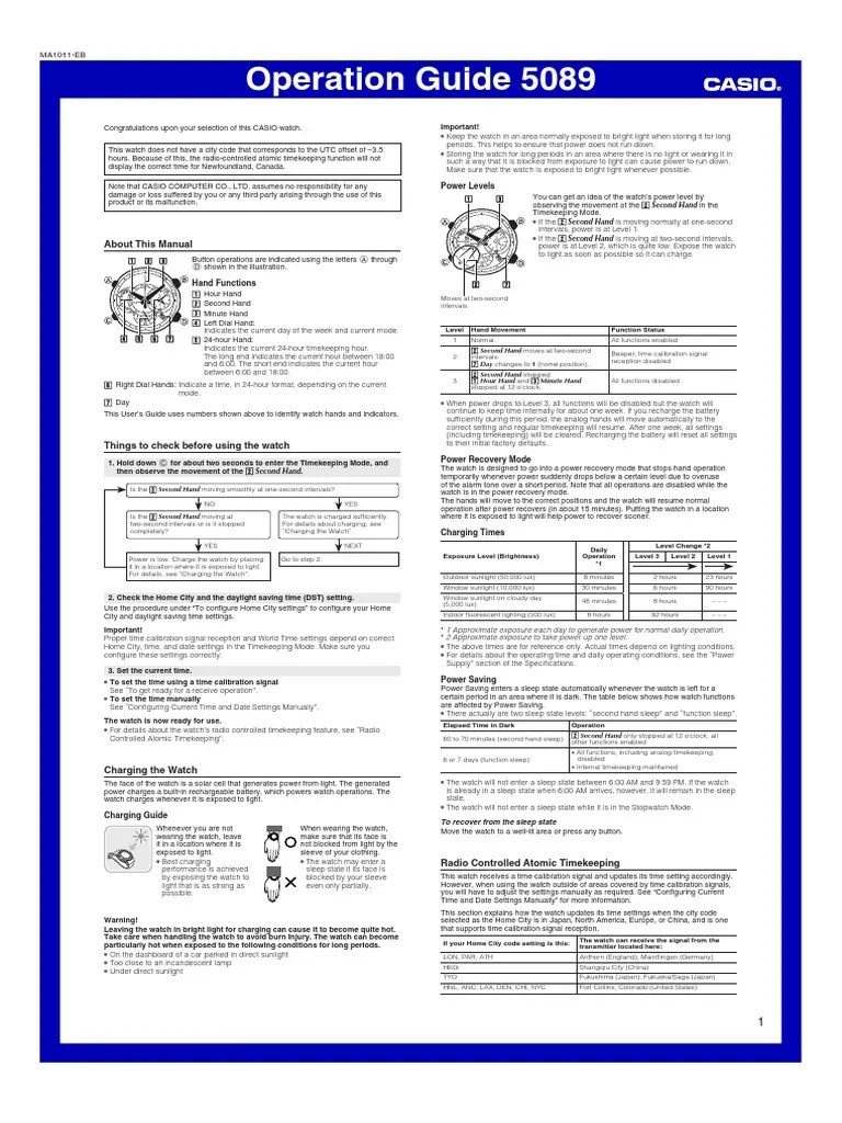 Casio Wave Ceptor Silver Manual 5089 PDF PDF Daylight Saving Time
