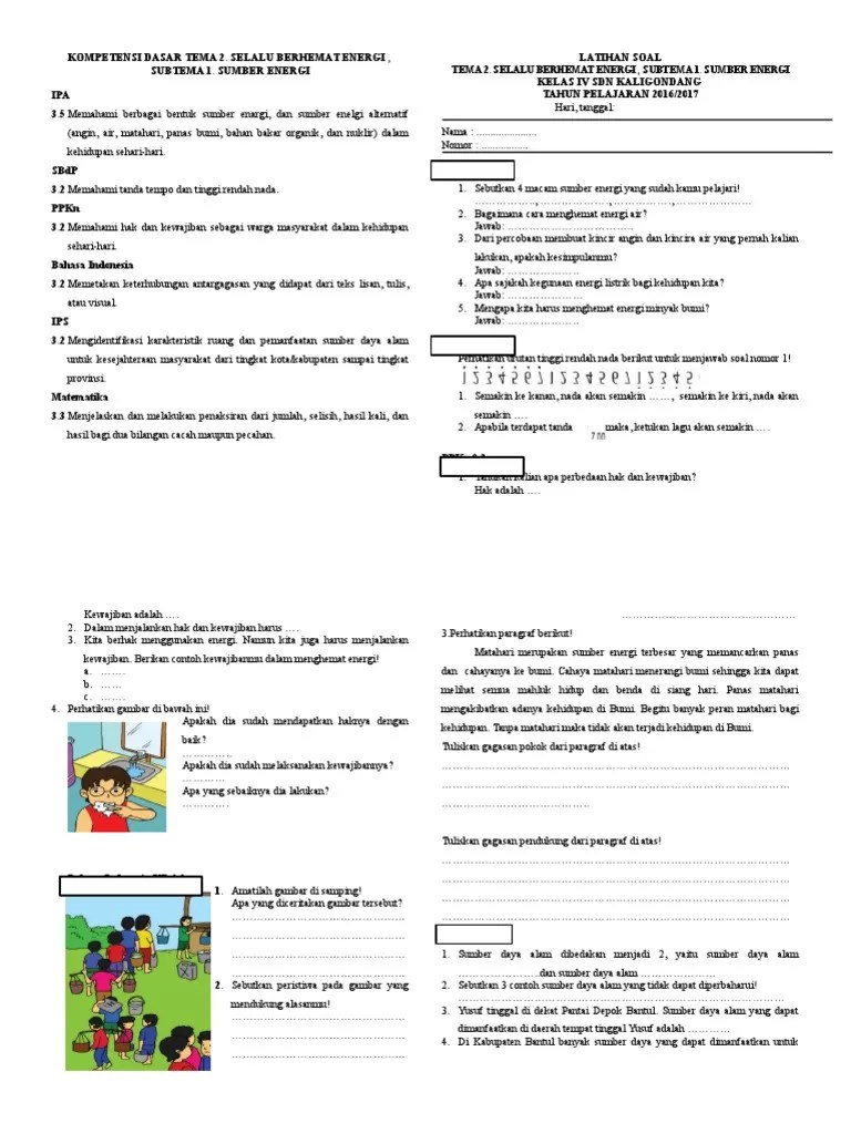 Latihan Soal Subtema 1 Tema 2 | PDF