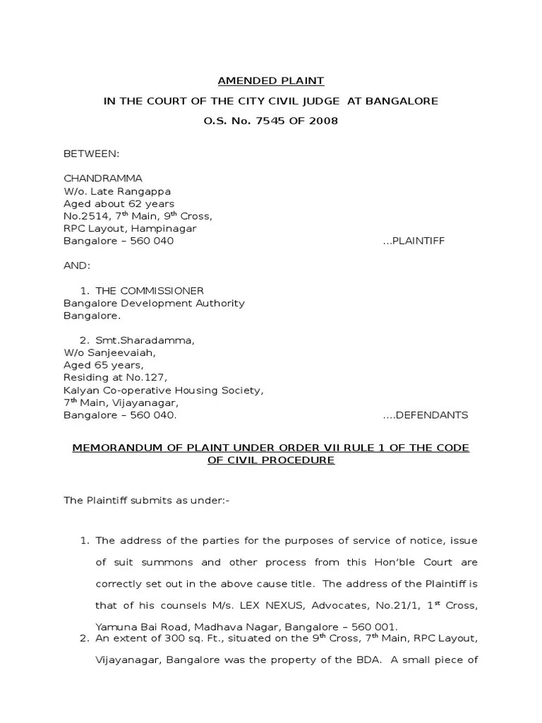 Plaint Affidavit Adverse Possession