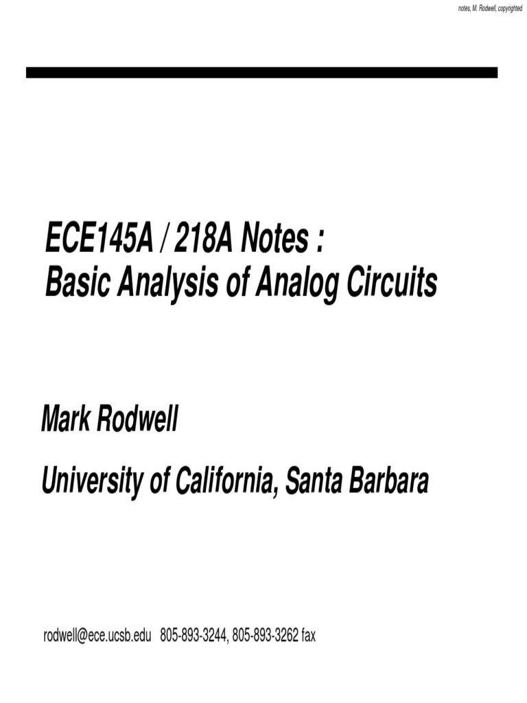 Analog Circuit Analysis PDF Electrical Engineering Electronic